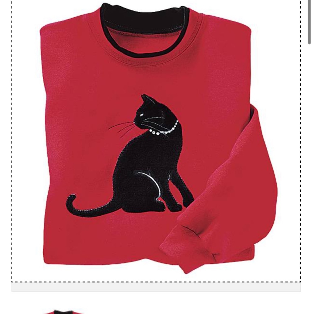 VINTAGE Y2K Country Store velvet cat Ugly Christmas Sweatshirt Sz L insert … - Picture 2 of 10